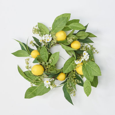 Couronne citron, feuilles vertes et fleurs