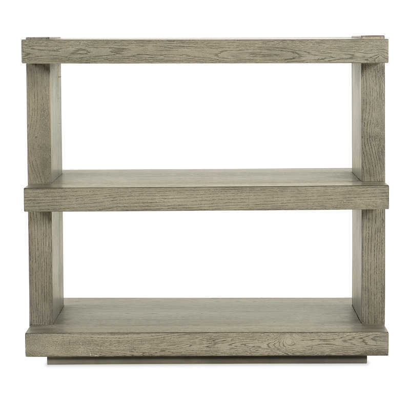 Gray Oak Veneer Rectangular End Table with Shelves