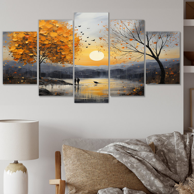 Paysage romantique Melts Hearts III - Décoration murale paysage romantique - 5 panneaux