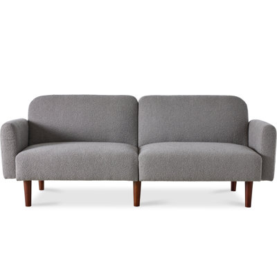 Curved Convertible Futon, Fabric Split-Back Sleeper Bed