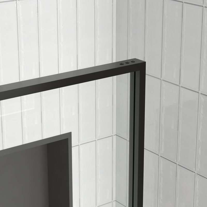 Deervalley 34" W X 74" H Fixed Glass Shower Screen With 5/16" Tempered Glass, Matte Black