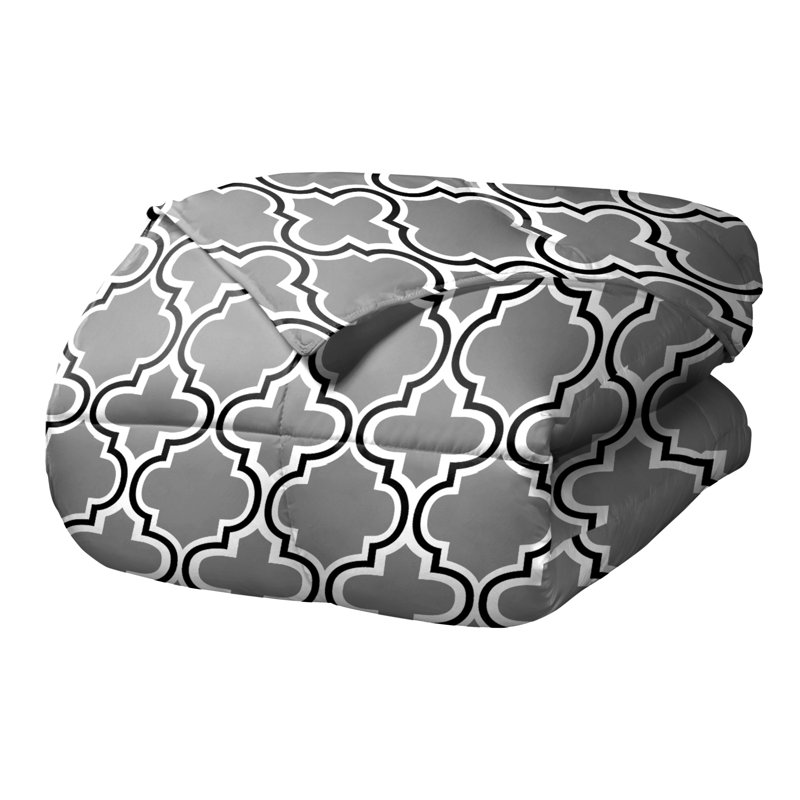 Full Gray Microfiber Down Alternative Comforter Set