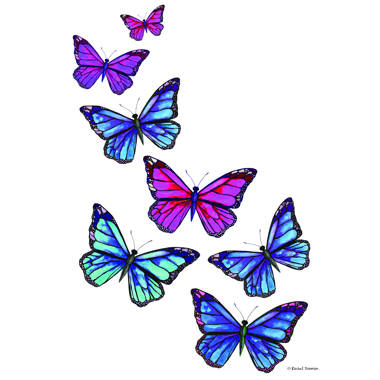 Flying butterfly sticker, blue line | Premium Vector - rawpixel