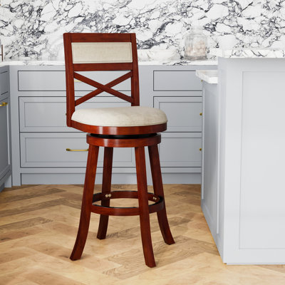 Tabouret pivotant à hauteur en X, siège en tissu