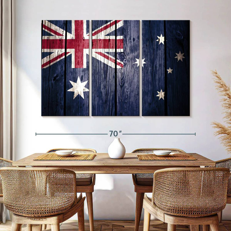 Borges Australian Flag Wood Style, 42" H x 65" W
