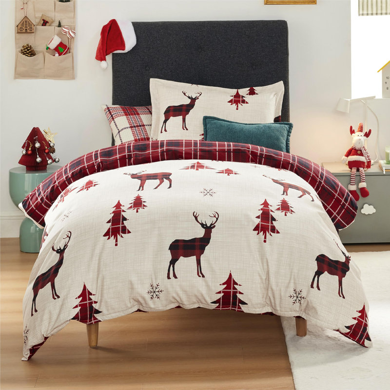 Ensemble de housse de couette - rouge neige 68x90 US, Lit simple, Rouge Savvy