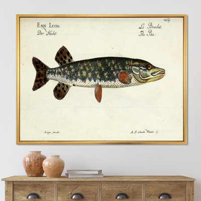Portrait d'un poisson vert dans l'eau - peinture sur toile
