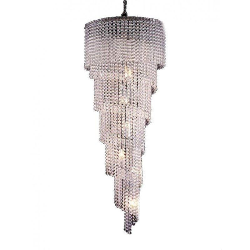 6 - Light Stainless Steel Pendant Chandelier, Brushed Nickel, 60" H x 60" W x 60" D, Smoke