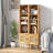 Slim Tall Rattan Storage Cabinet Boho Accent Bookshelf w/ Rattan Door 12-Position Adjustable Shelf-99057532