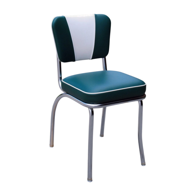 Retro Home Upholstered 'V' Back Dining Chair, Green