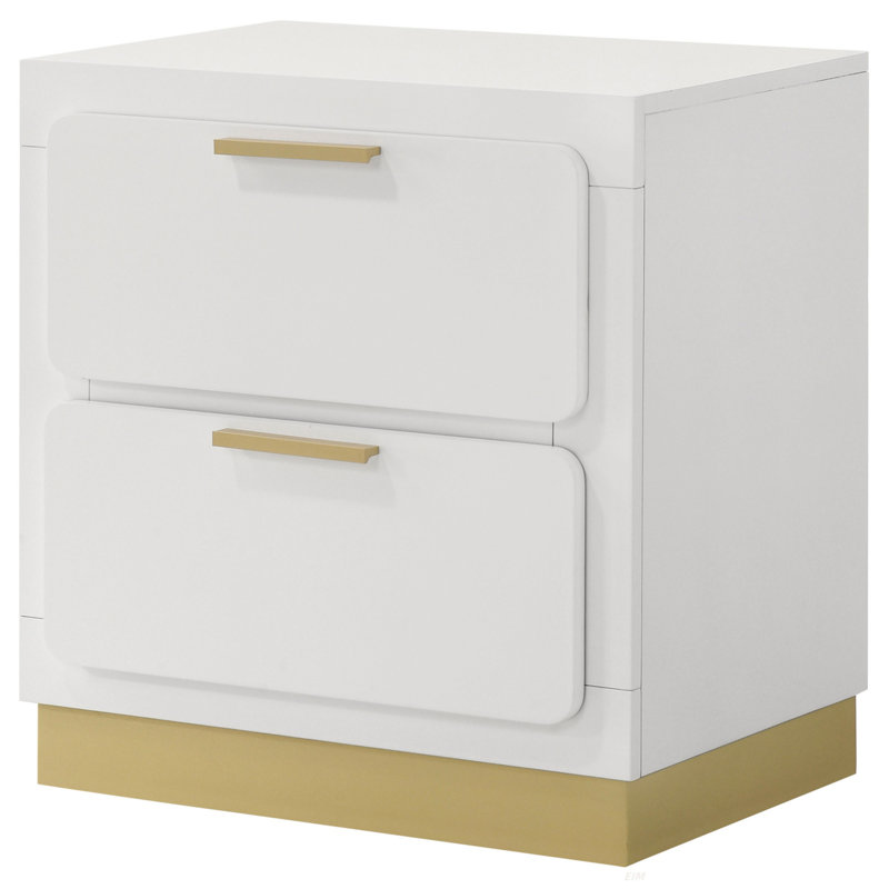 Sophia White 2-Drawer Nightstand Contemporary Style