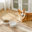 Hexagon Embossed Pattern Anti-skid Stoneware Dog Bowl-116384245