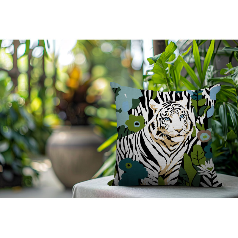 Oreiller carré réversible intérieur / extérieur Wilo Tiger, H 18 po x l 18 po, Émeraude