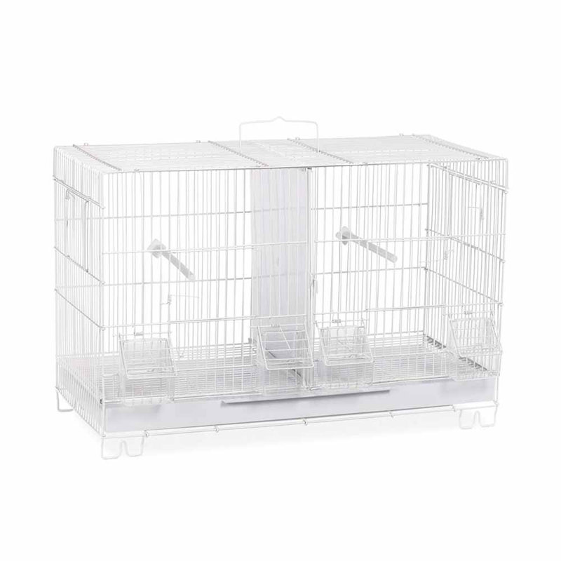 White Stackable Breeder Cage for Small Birds with Divider