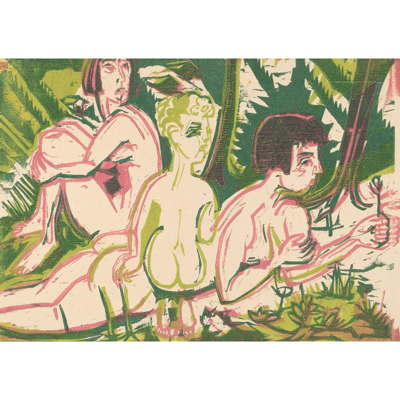 3AA6305 Nude Women With A Child In The Forest by Ernst Ludwig Kirchner - Wrapped Canvas Art Prints, 70cm H x 100cm W x 4cm D