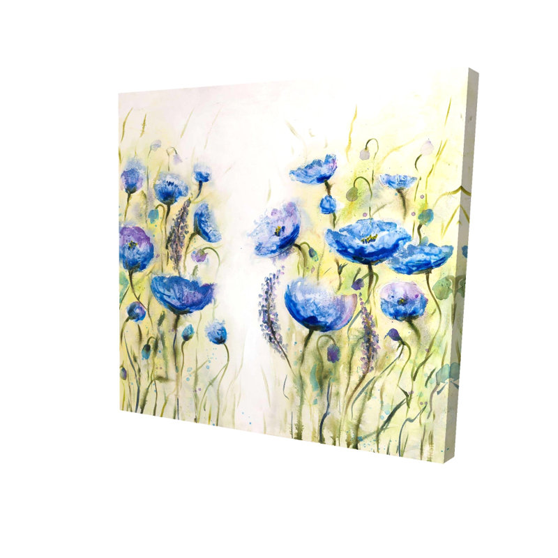 Toile à motif floral bleu | Décoration botanique bleue