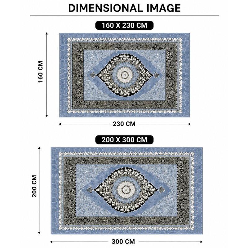 Serenity Large Area Rug With Non-Slip PVC Backing Oriental Style 200x300cm Carpet For Living Room, Bedroom, Lounge, Or Dining Room