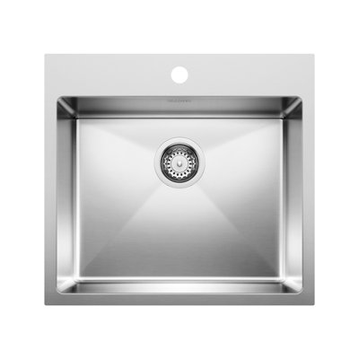 Quatrus 22" L x 20.50" W Drop-In/Undermount Kitchen Sink with Basket Strainer