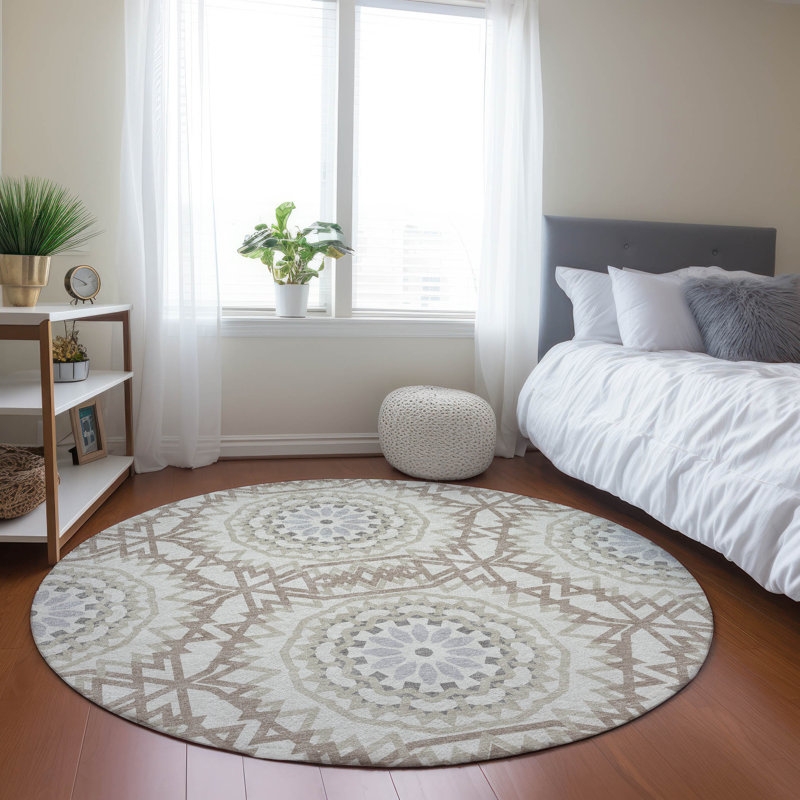Tapis intérieur / extérieur en polyester tissé à la machine Kawon, Rond 8 pi