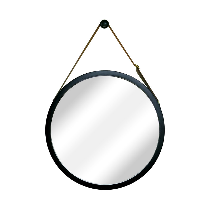 Jeffrey Wood Flat Wall Mirror, Black, 18" H x 18" W