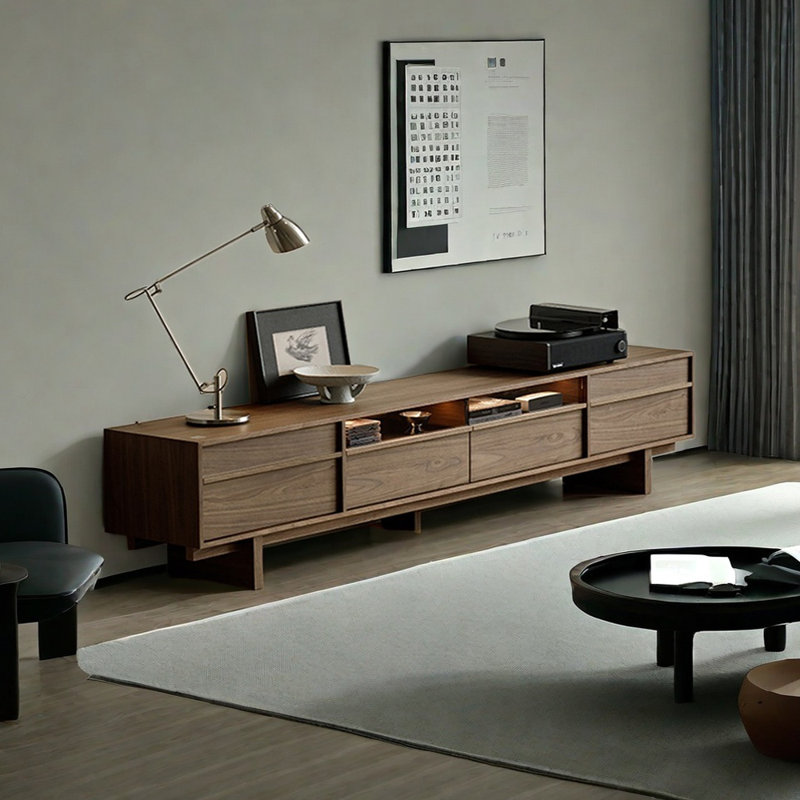 Solid Wood TV Cabinet Ample Storage, 78.74"W