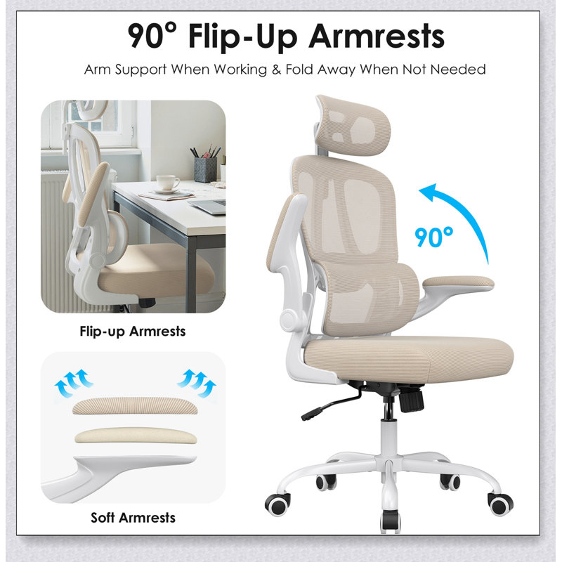 Chaise de bureau ergonomique avec appui-tête réglable et soutien lombaire, pivotant à haut dossier pour le confort de la maison et du bureau