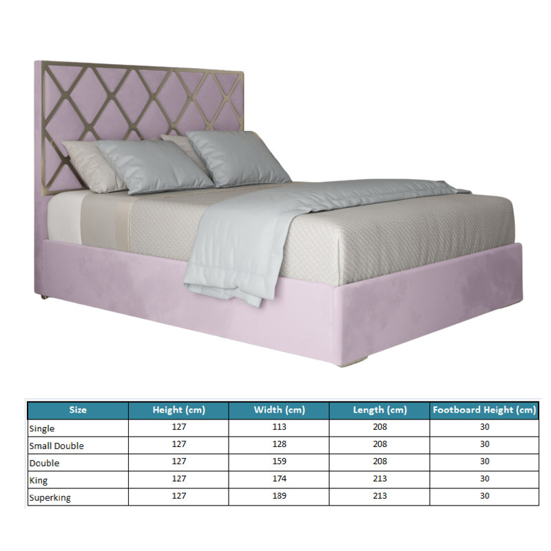 Anatalia Upholstered Bed, Pink, Small Double (4')