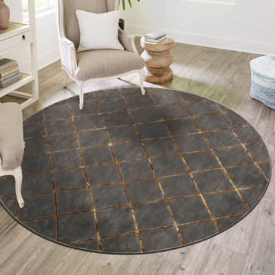 Latitude Run® Checks Novica Rug Gray and Gold
