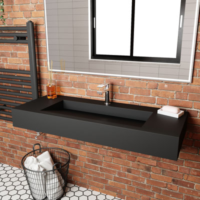 Pyramid 48'' Solid Surface Rectangular Vessel Bathroom Sink
