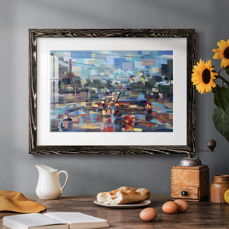 Rouge trafic encadré sur toile, Noir, H 18 po x l 26 po x P 1,5 po