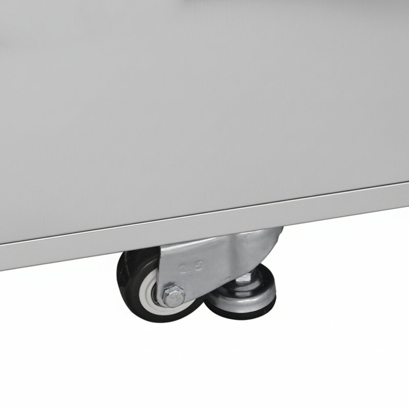 Meuble-lavabo autoportant en acier inoxydable avec poubelle Akoah