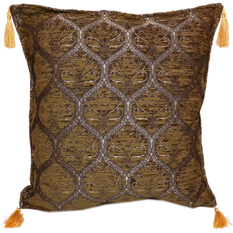 Southwestern Pillows Tassels Chenille Reversible Throw Pillow, Green