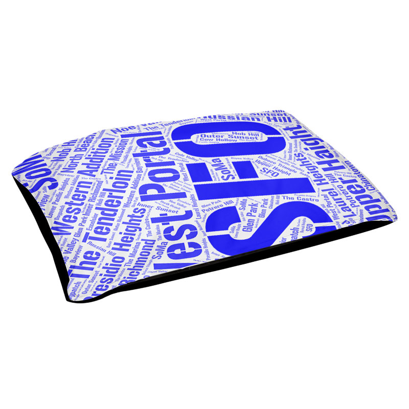 Oreiller rectangulaire designer, Petit L 28 po x l 18 po, bleu, San Francisco