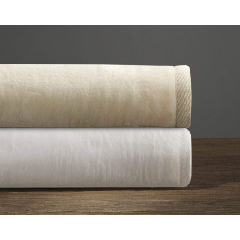 Couverture douce en coton et acrylique, Grand, Crème