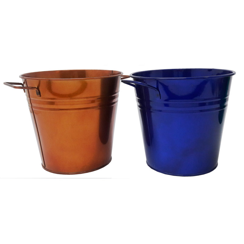 Ensemble de pots à fleurs 2 pièces Maynard, Bleu glacé / caramel glacé
