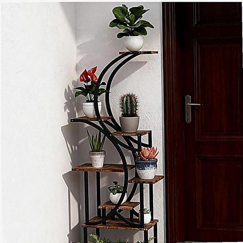 Support pour plante en forme de S, tablette pour plante à 8 niveaux, support à plante d'angle pour plantes multiples
