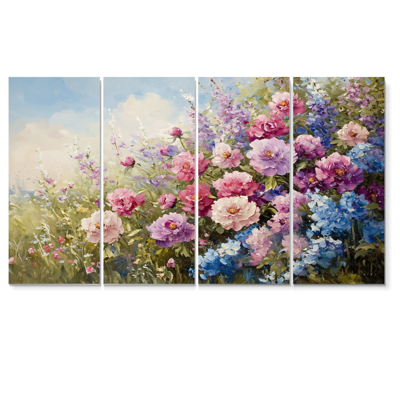 Paysage campagnard fleur de pivoines et de fleurs sauvages I - art mural - décoration murale traditionnelle, 4