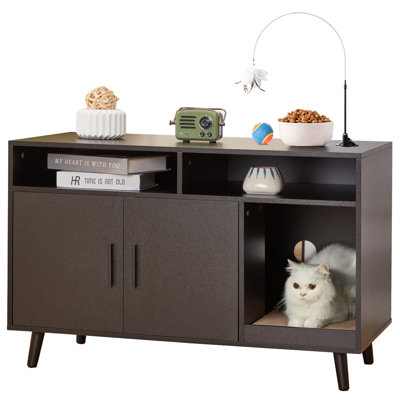 Cat Litter Cabinet Box Enclosure Hidden Furniture, Cat Litter With Double Doors And 2 Storage Compartments For Bedroom,living Room