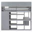 Lit mezzanine simple en bois avec plusieurs tablettes de rangement et garde-robe, gris-345470860