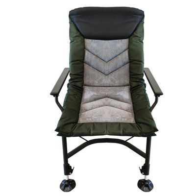 Green/Black/Grey Camping Lounge Chair - Portable Folding Recliner
