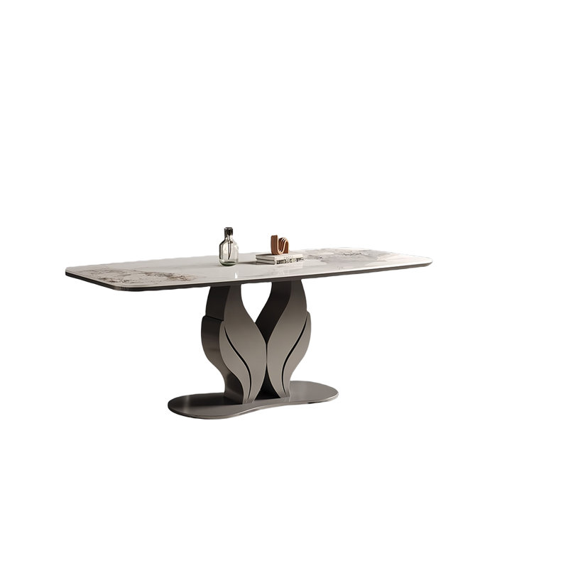 Creative Modern Rectangular Rock Slab Dining Table, 29.5”H x 63”L x 31.5”W