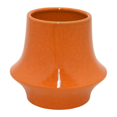 Seny Decorative Vase, Narrow Neck, Flared Base, Orange Ceramic 9 Inch