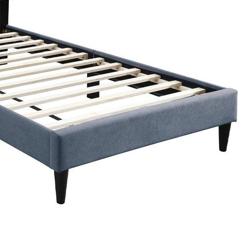 Lit Lilian, revêtement en lin capitonné doux, Noir / gris anthracite, Double