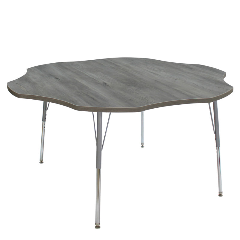 Table d'activité avec pieds réglables La Madera, Bois gris clair / argent, Roulement pivotant standard