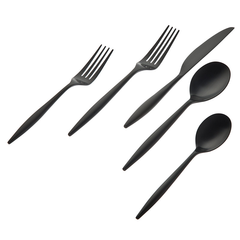 Milano 20 Piece 18/10 Stainless Steel Flatware Set, Service for 4, Matte Black