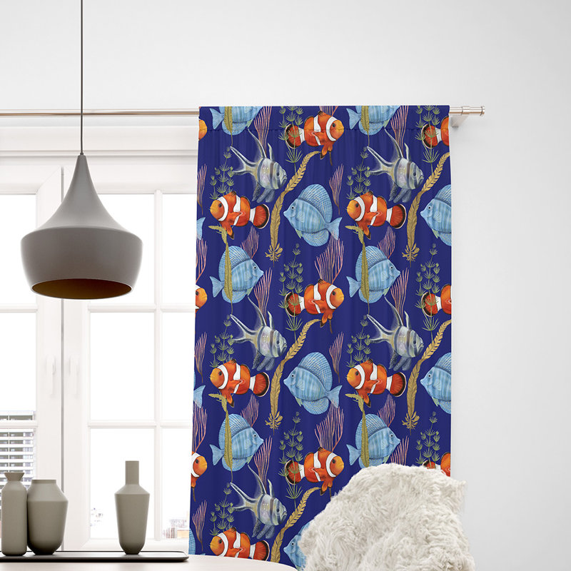 Paire de rideaux semi-transparents Clown Fish, L 20 po x L 52 po