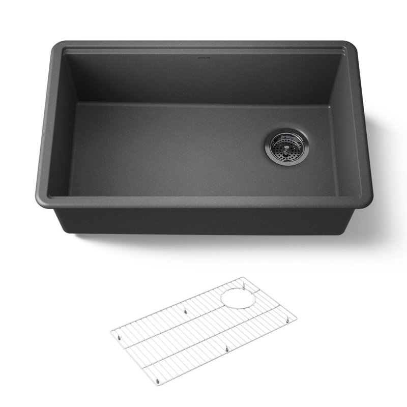 Billings Undermount Single-Bowl Kitchen Sink, Matte Gray 