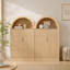 Armoire d'appoint en bois cannelé l 24 po, armoire de rangement arquée Boho avec portes, tiroirs et tablettes réglables, petite cabine autoportante