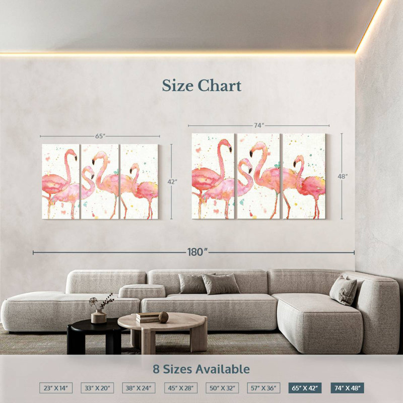 Flamant rose I, H 42 po x l 65 po