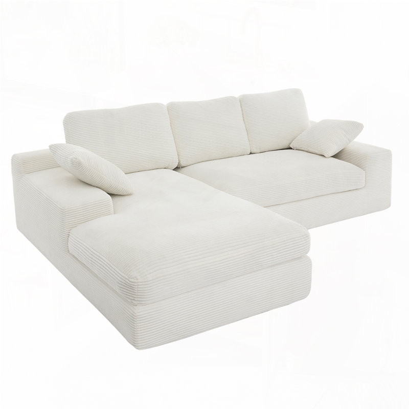 Canapé modulaire en tissu Corduroy, Velours côtelé blanc